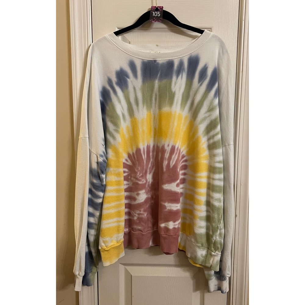 Easel Los Angeles Tie Dye Sunburst Oversized Sweatshirt Large Multicolor Boho